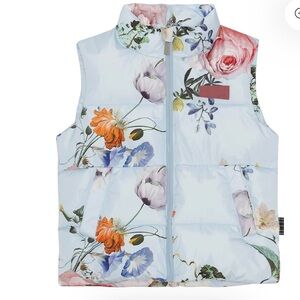 Molo sky blue pink rose Heike Floral Puffer Vest girls 176 / 16 XL